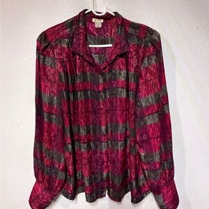 Vintage NICOLA Red and Black Striped Blouse size 12 perfect condition 80/90’s